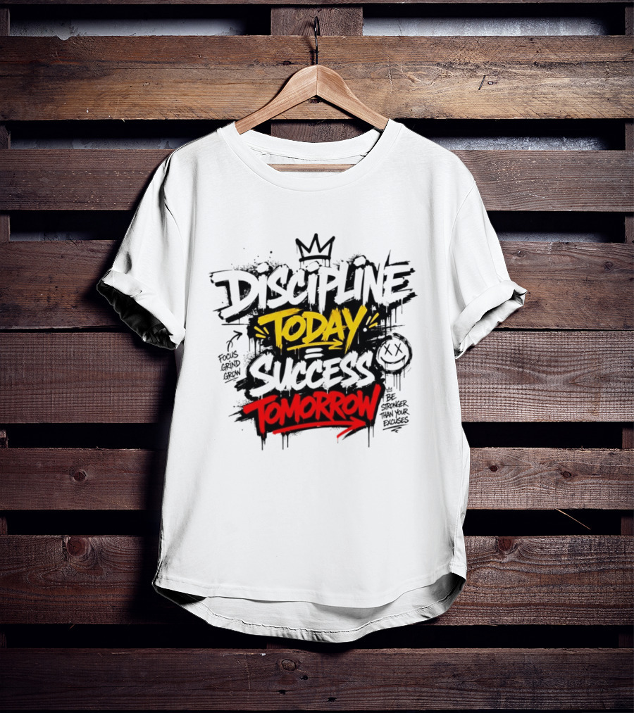 Discipline Today Success Tomorrow Motivational Graffiti T-Shirt