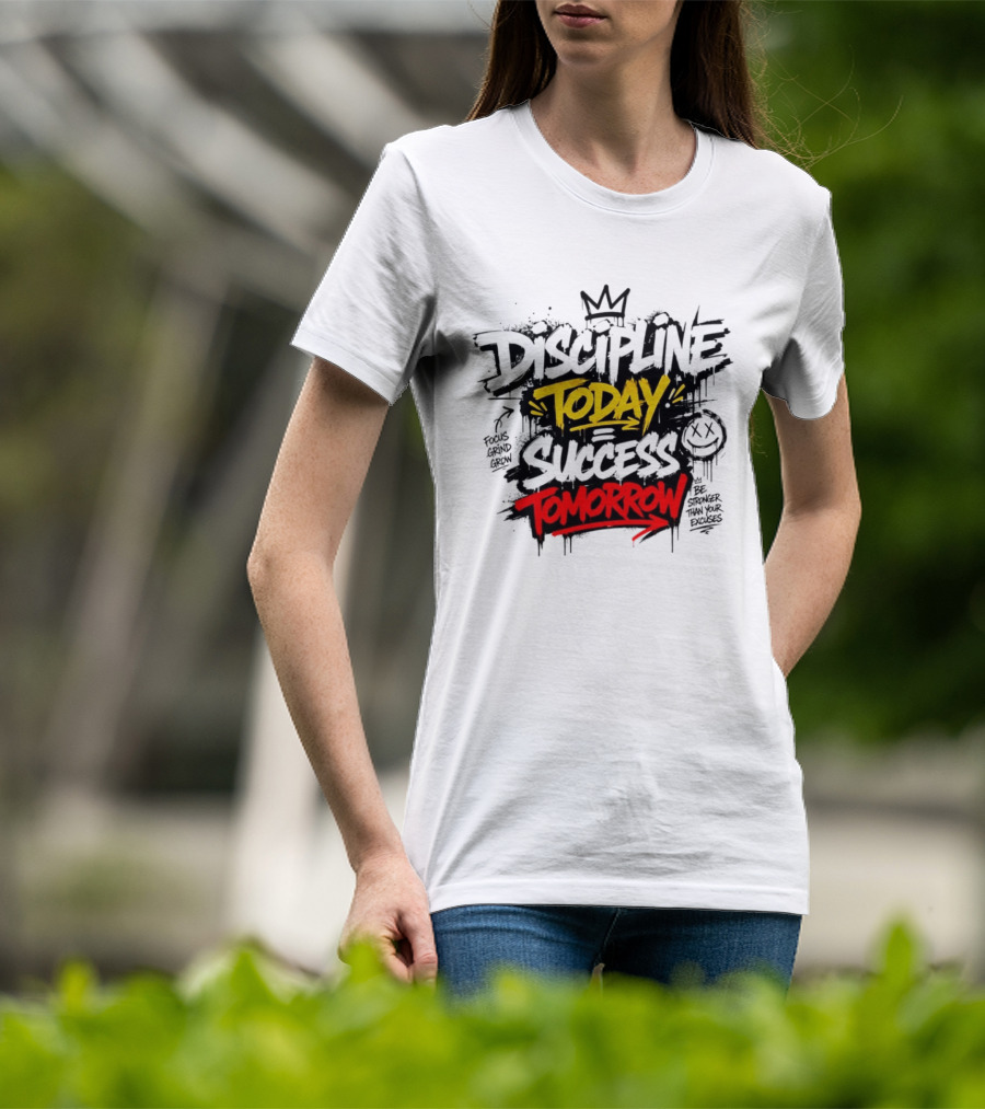 Discipline Today Success Tomorrow Motivational Graffiti T-Shirt