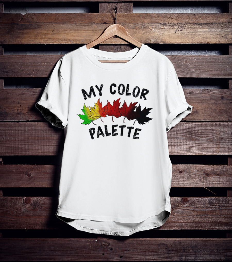My Color Palette Autumn Leaves Green Yellow Orange Red Brown Black T-Shirt