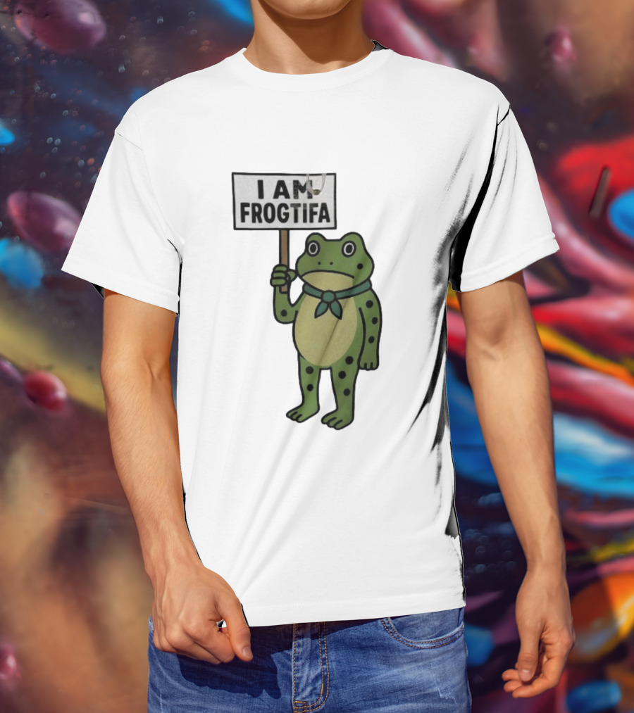 I AM FROGTIFA Frog Holding Sign T-Shirt