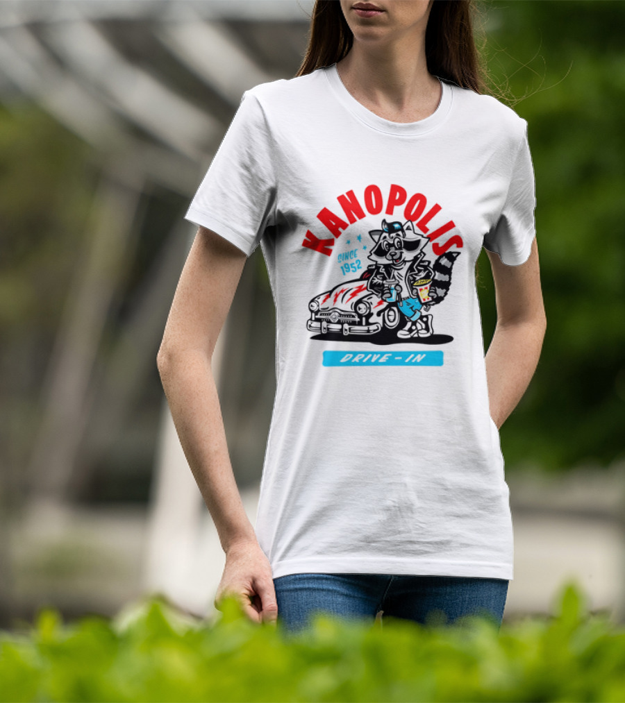 Kanopolis Drive In Since 1952 Raccoon Car T-Shirt