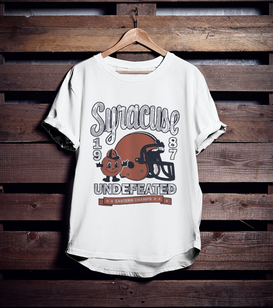 Syracuse 1987 Undefeated Eastern Champs Football Helmet Orange T-Shirt