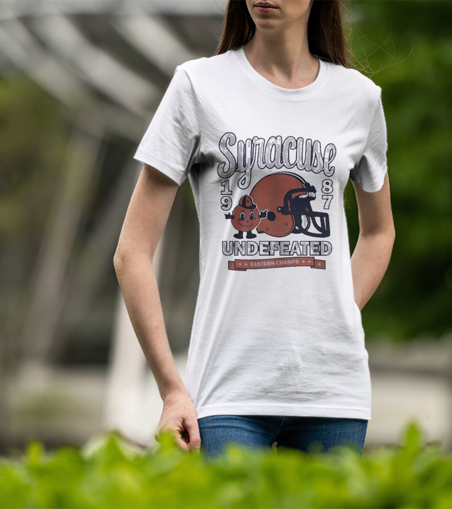 Syracuse 1987 Undefeated Eastern Champs Football Helmet Orange T-Shirt