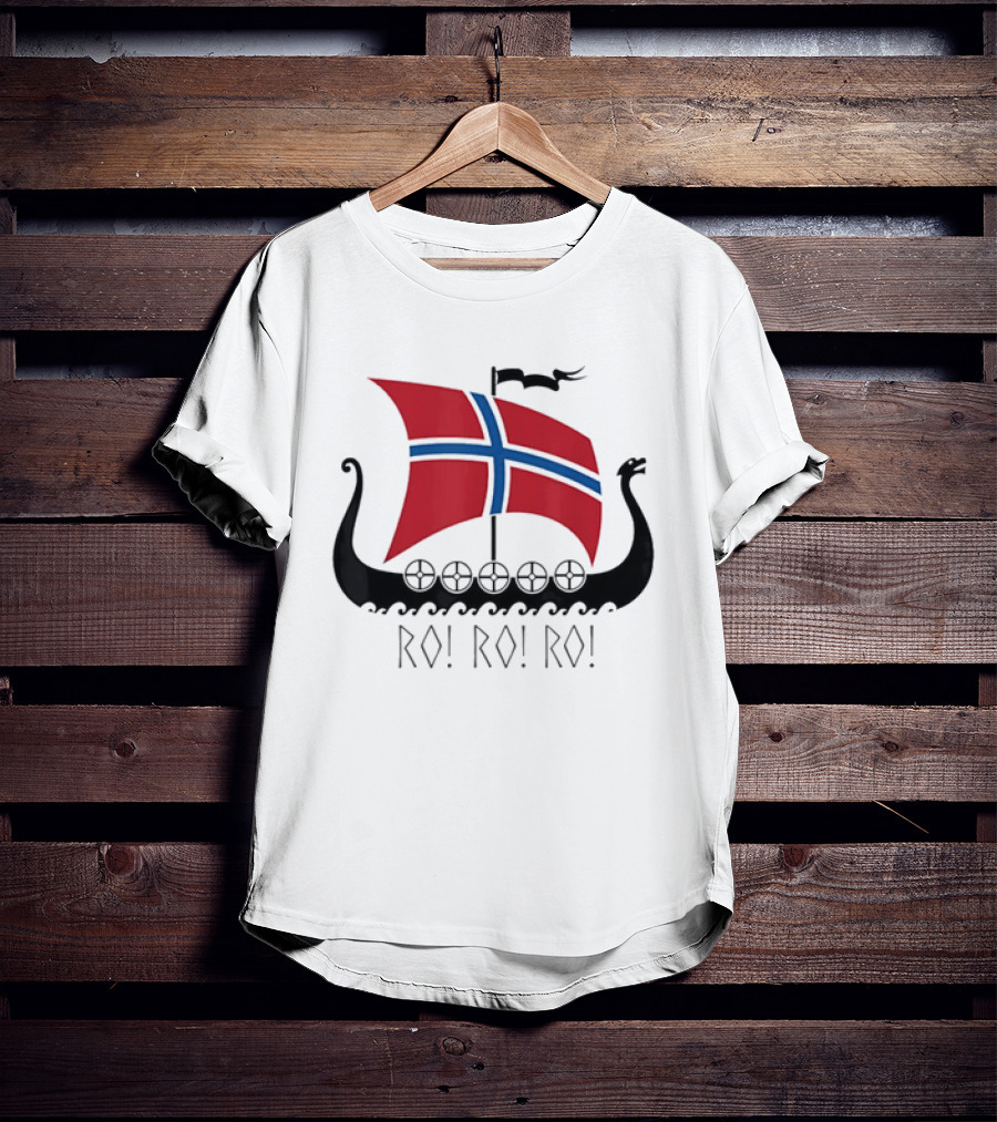 Viking Ship Norwegian Flag Ro Ro Ro T-Shirt