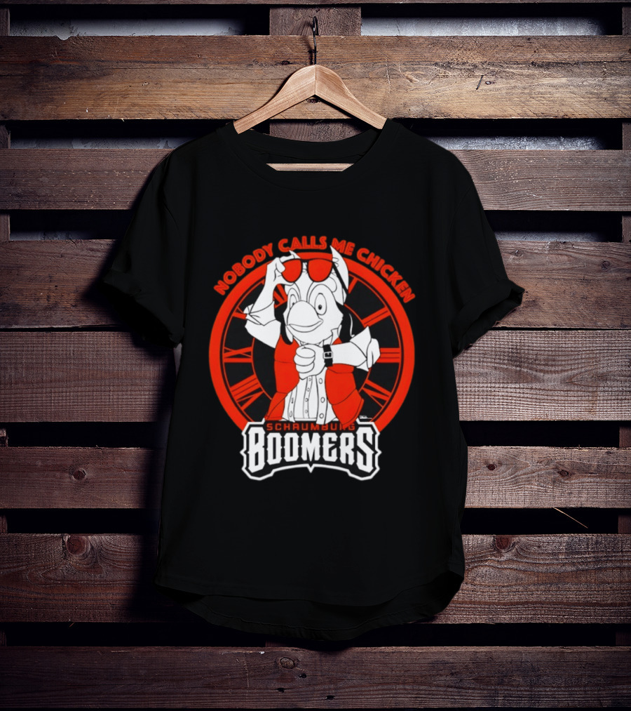 Schaumburg Boomers Nobody Calls Me Chicken Back To The Future Tower T-Shirt