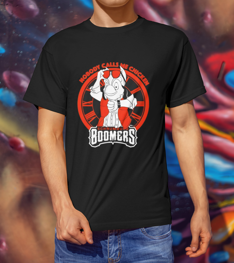 Schaumburg Boomers Nobody Calls Me Chicken Back To The Future Tower T-Shirt