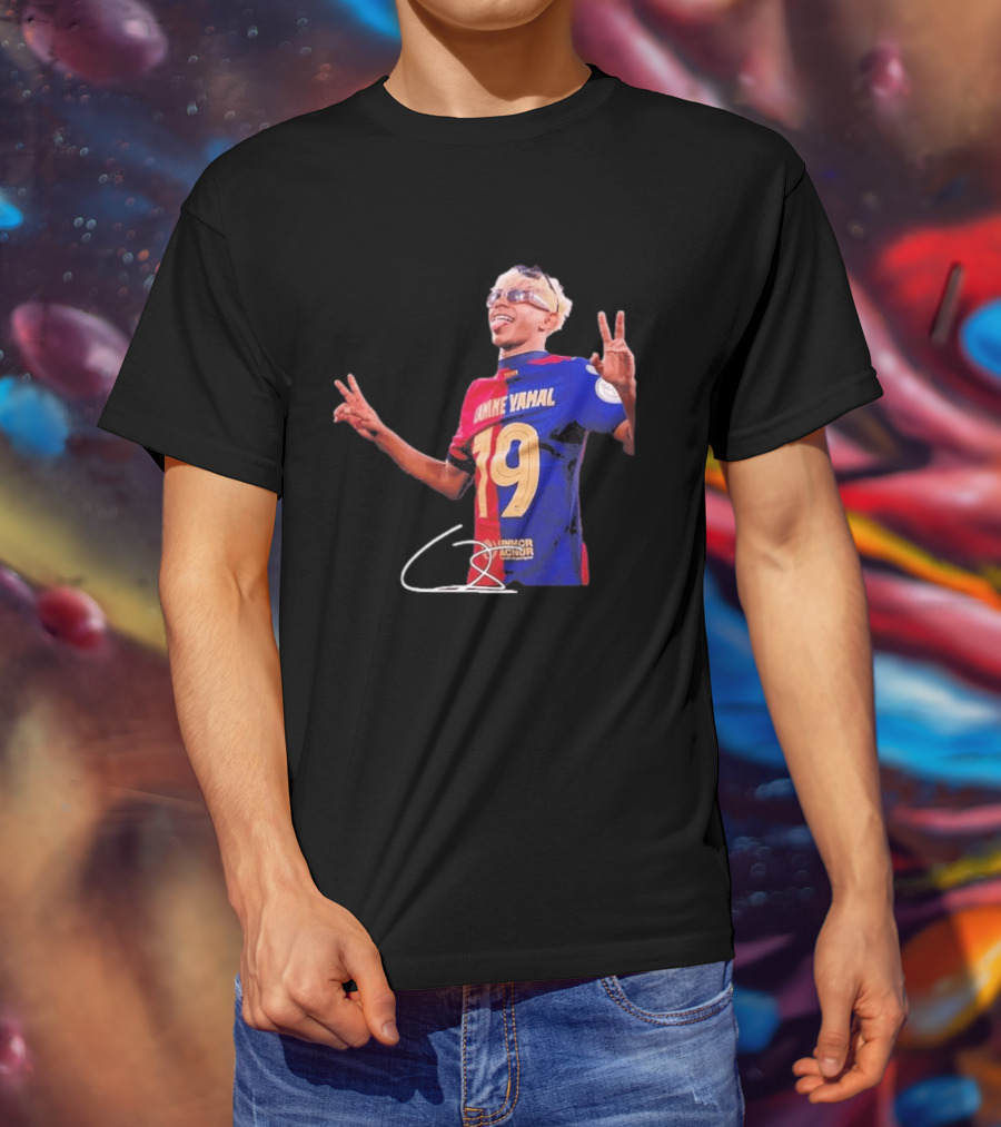 Lamine Yamal Barcelona Peace Sign Celebration 19 Jersey T-Shirt