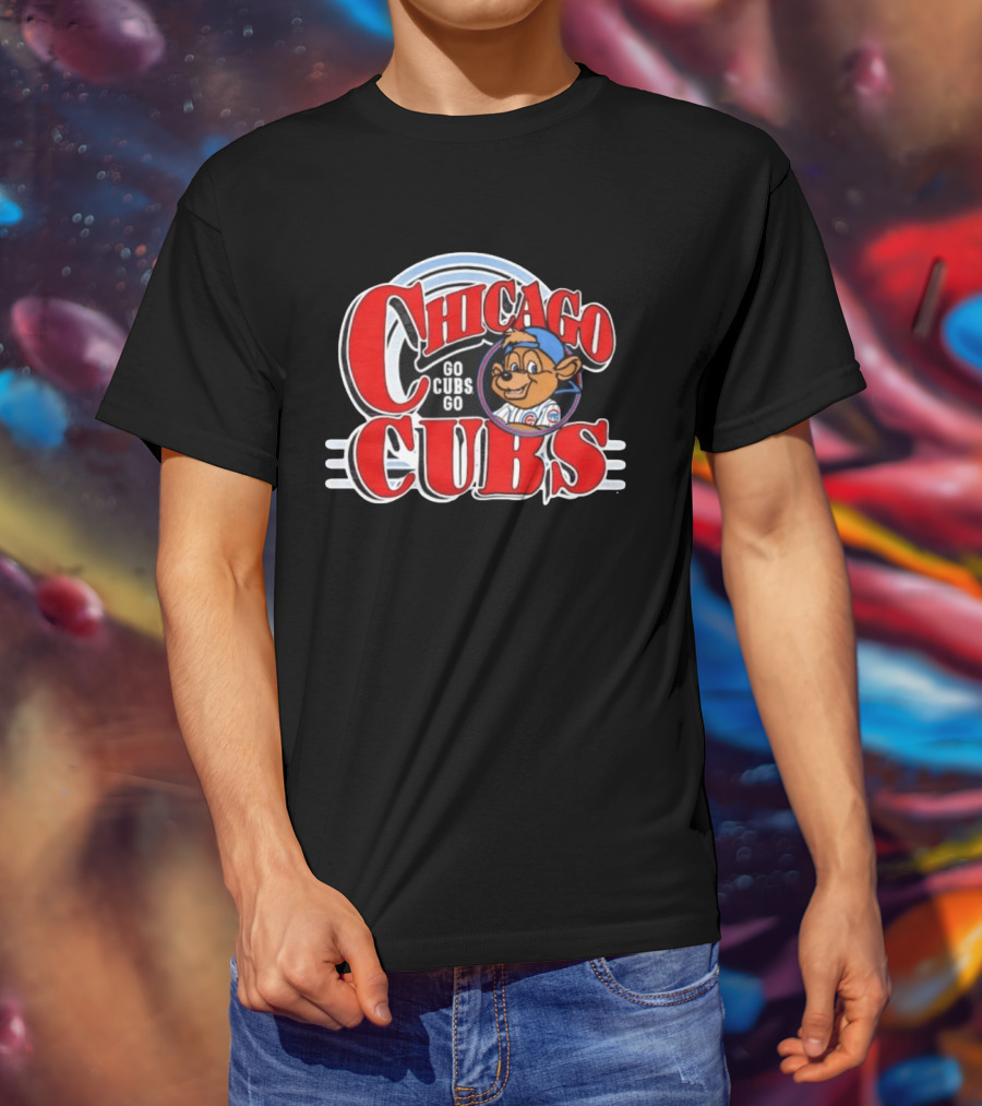 Chicago Cubs Go Cubs Go MLB With Bear In Cap T-Shirt