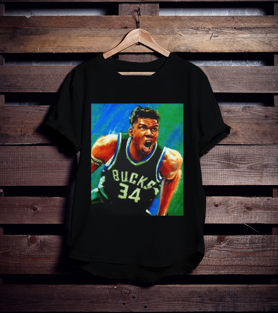 Giannis Antetokounmpo Bucks No 34 Jersey Art Basketball Star T-Shirt