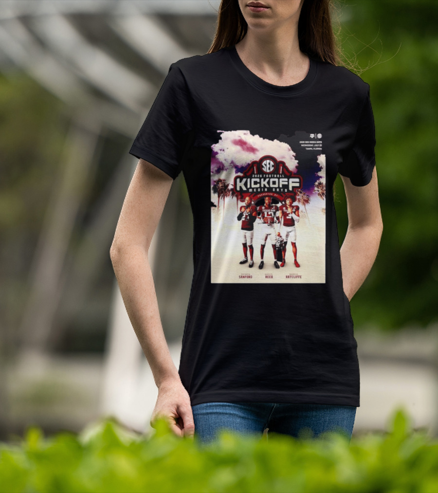 2026 Football SEC Kickoff Media Days Texas A&M Daymion Sanford Marcel Reed Marcus Ratcliffe T-Shirt