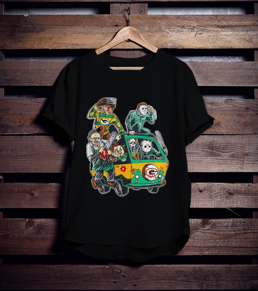 Horror Villains Green Bay Packers Mystery Machine T-Shirt