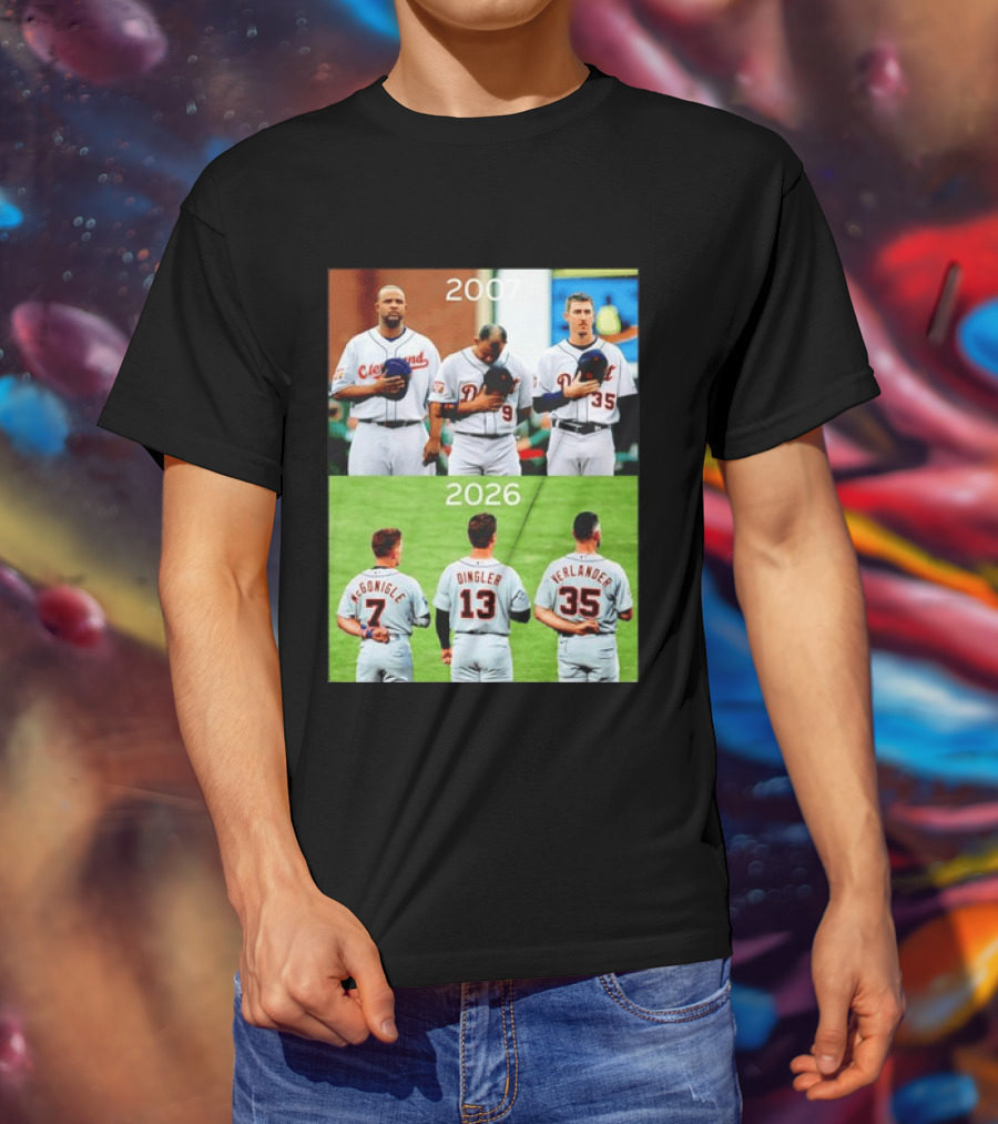 Detroit Tigers 2007 2026 McGonigle Dingler Verlander Comparison T-Shirt