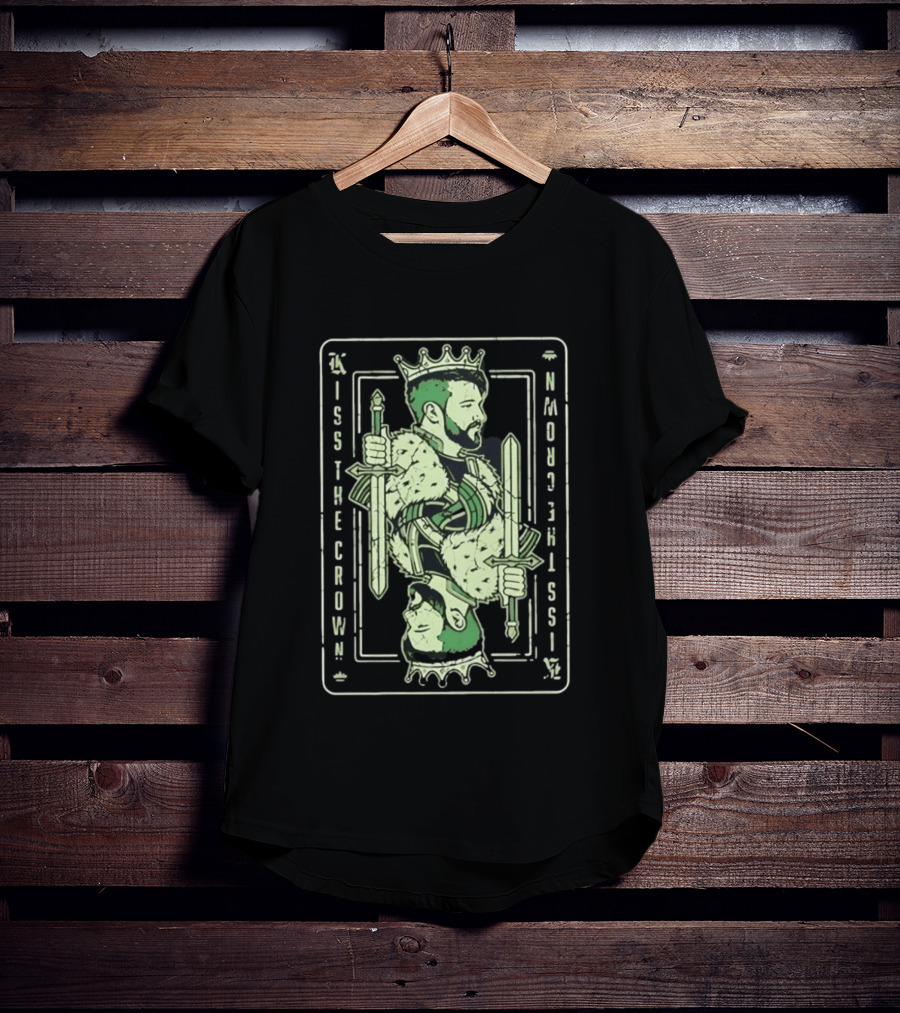 Kiss The Crown Bearded King With Dual Swords Playing Card T-Shirt