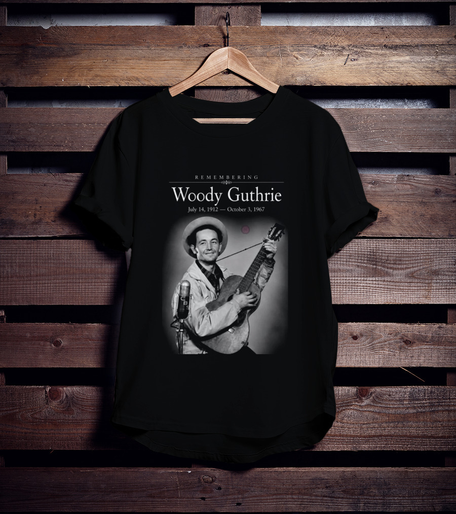 Remembering Woody Guthrie July 14 1912 October 3 1967 CBS Microphone Guitar Image T-Shirt