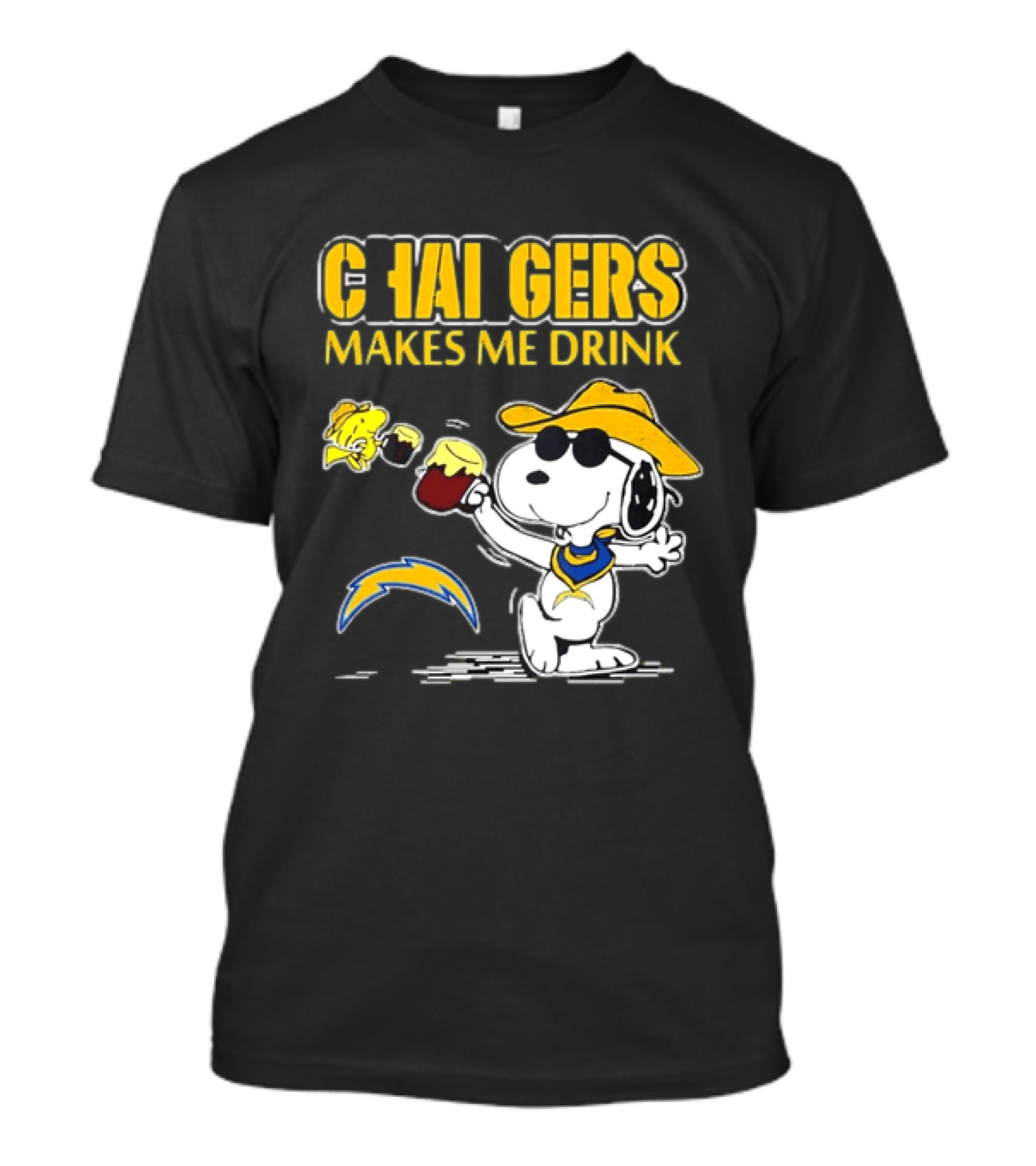 Snoopy Drinking Beer Chargers Makes Me Drink T-Shirt