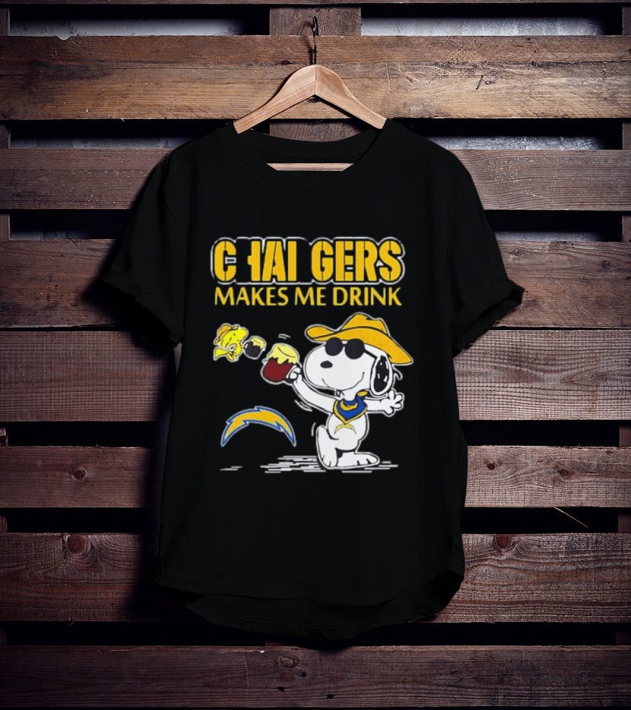 Snoopy Drinking Beer Chargers Makes Me Drink T-Shirt