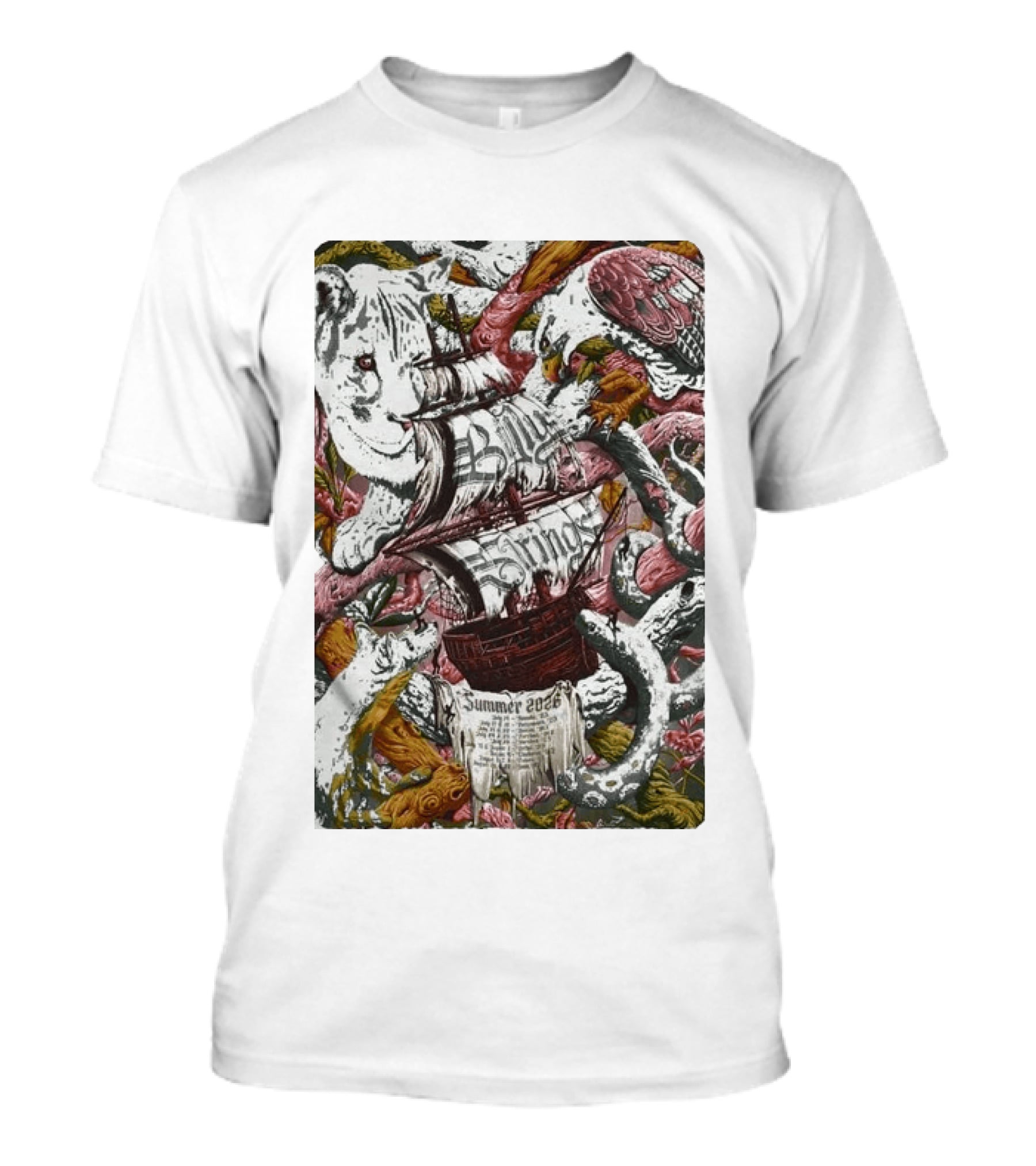Billy Strings Summer 2026 Shows Pirate Ship And Wild Animals T-Shirt
