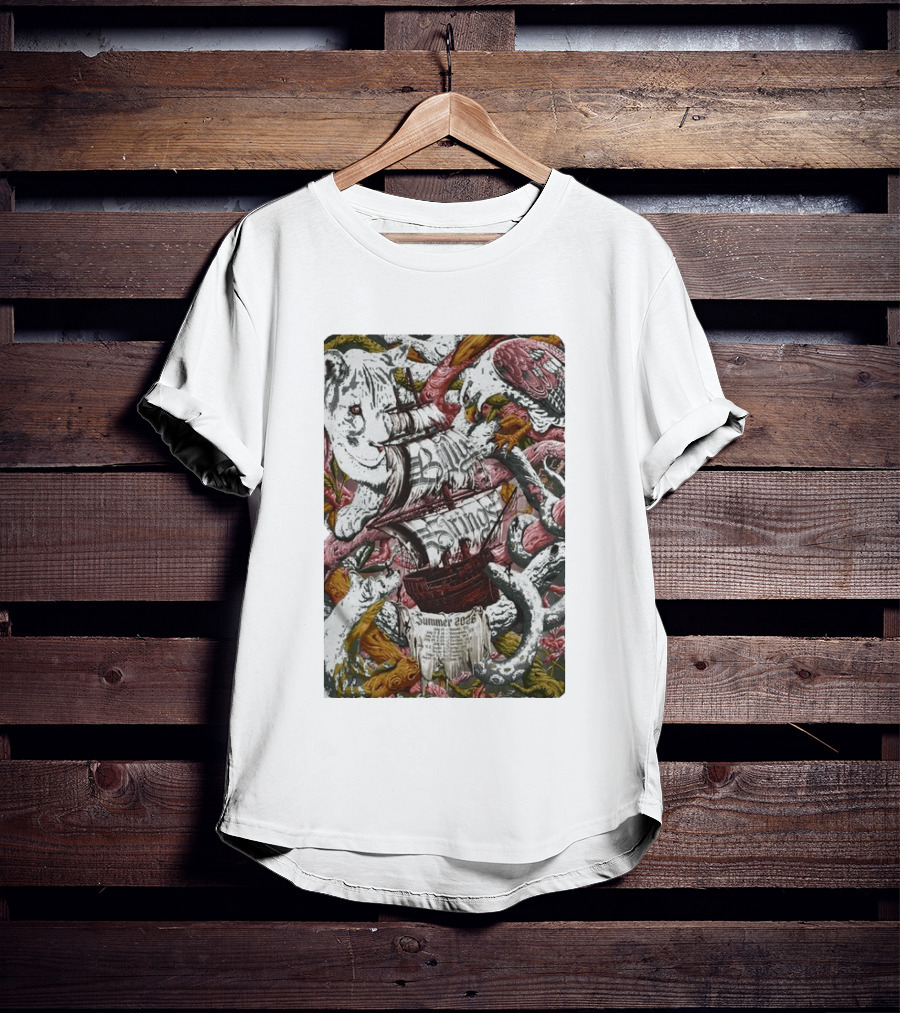Billy Strings Summer 2026 Shows Pirate Ship And Wild Animals T-Shirt