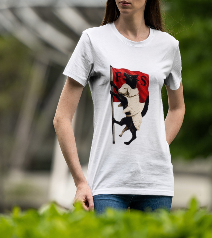 FS Black Cat Carrying Lamb Red Flag T-Shirt