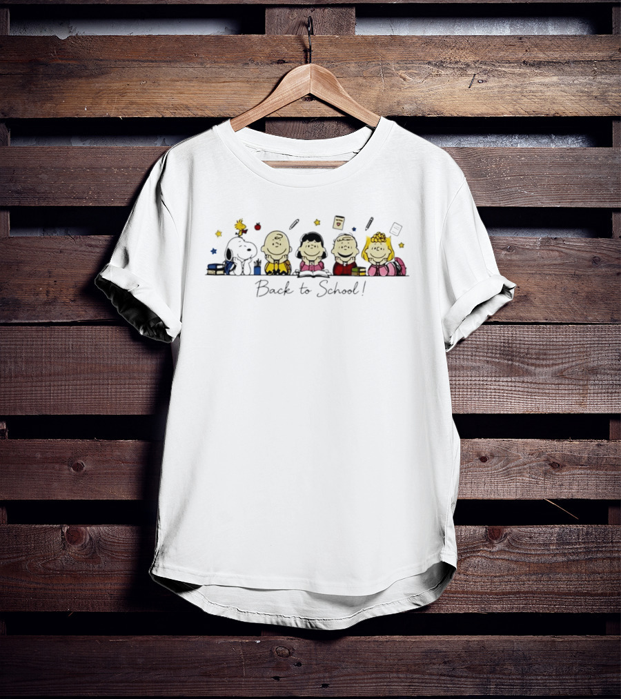 Peanuts Back To School Snoopy Woodstock Charlie Brown Lucy Linus Sally T-Shirt