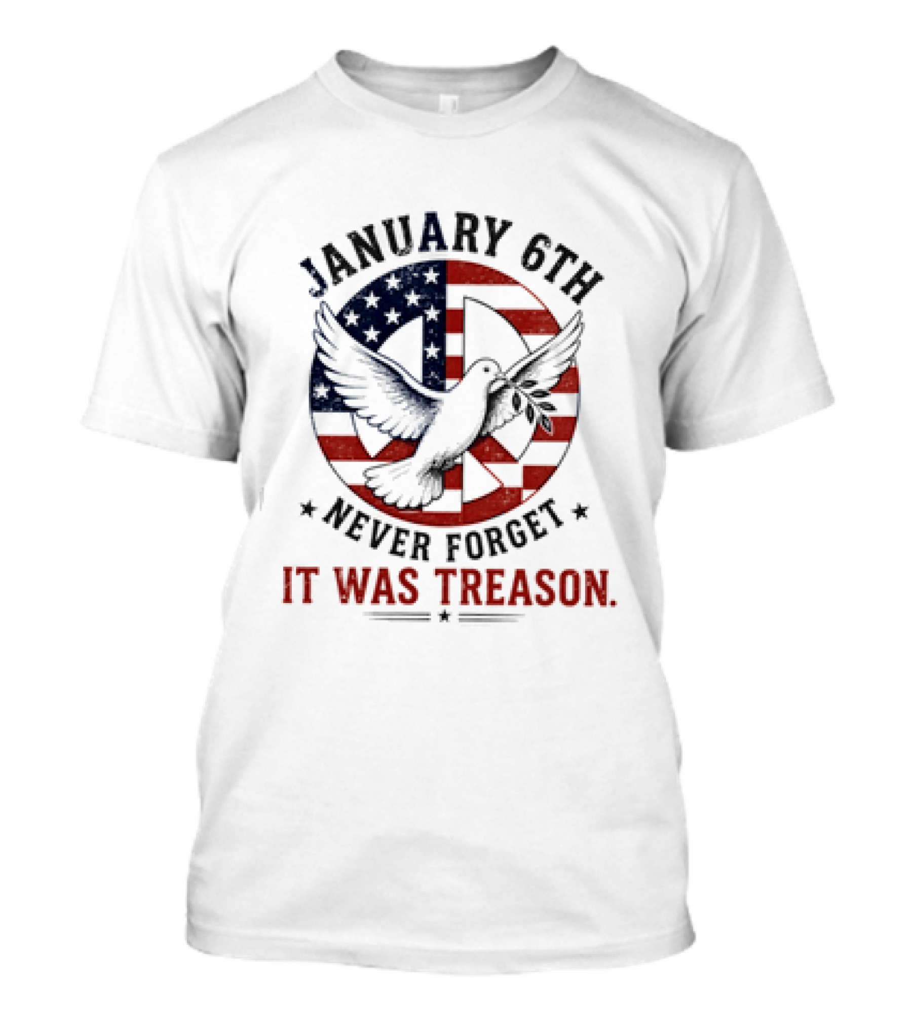 January 6th Never Forget It Was Treason Pigeon American Flag Peace T-Shirt