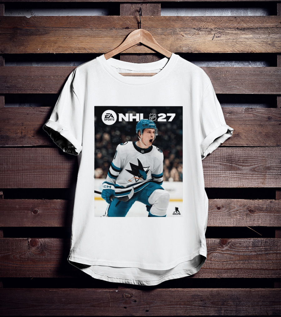 EA Sports NHL 27 Macklin Celebrini San Jose Sharks Cover Athlete NHLPA T-Shirt