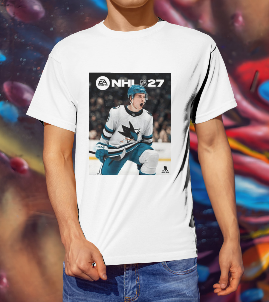 EA Sports NHL 27 Macklin Celebrini San Jose Sharks Cover Athlete NHLPA T-Shirt