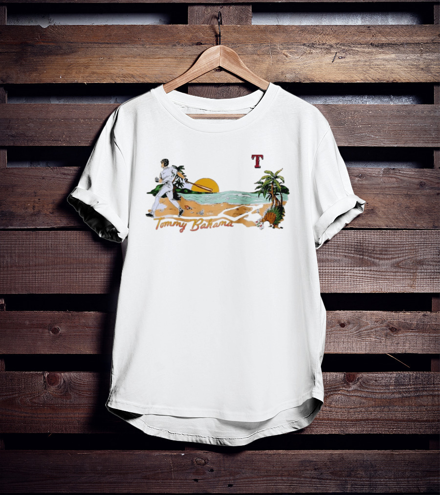 Tommy Bahama Baseball Texas Rangers Sunset Beach Scene T-Shirt