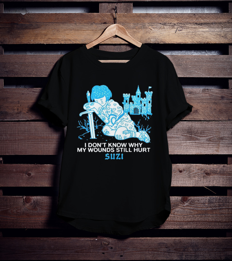I Don't Know Why My Wounds Still Hurt Suzi Sad Blue Cartoon Castle T-Shirt