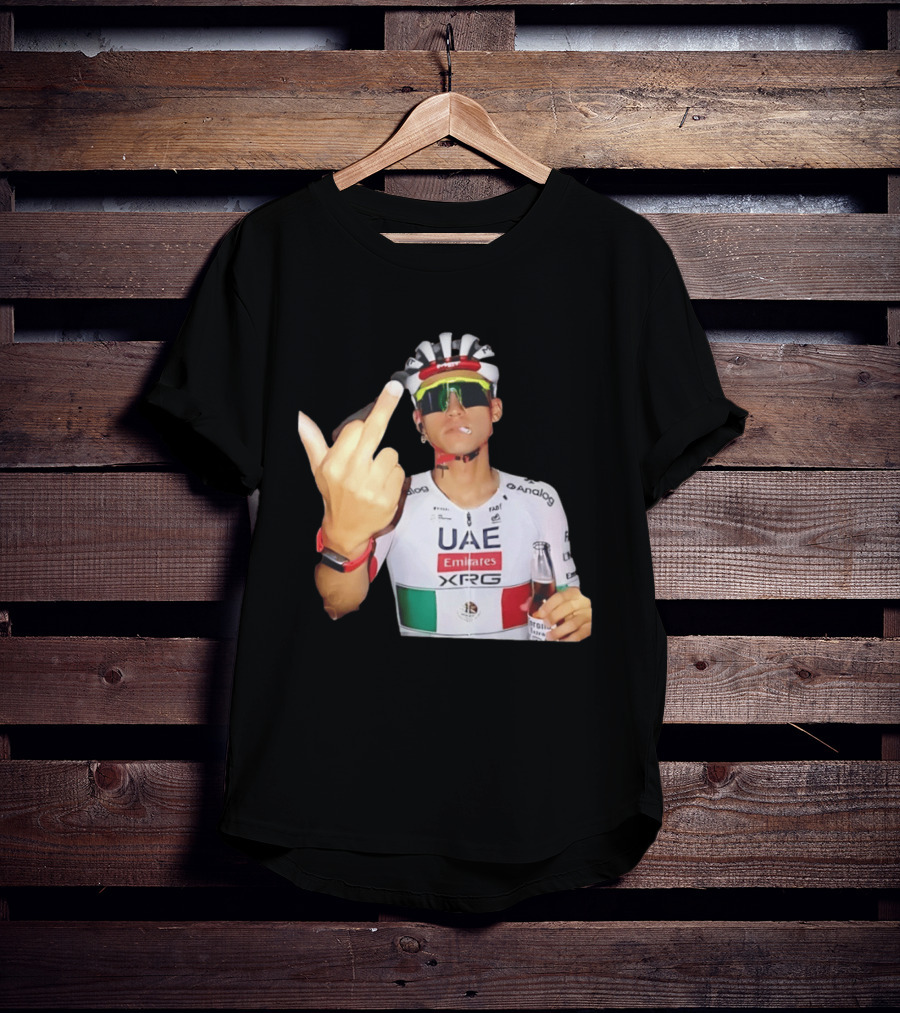 UAE Emirates Cyclist Isaac Del Toro Middle Finger Smoking With Beer T-Shirt