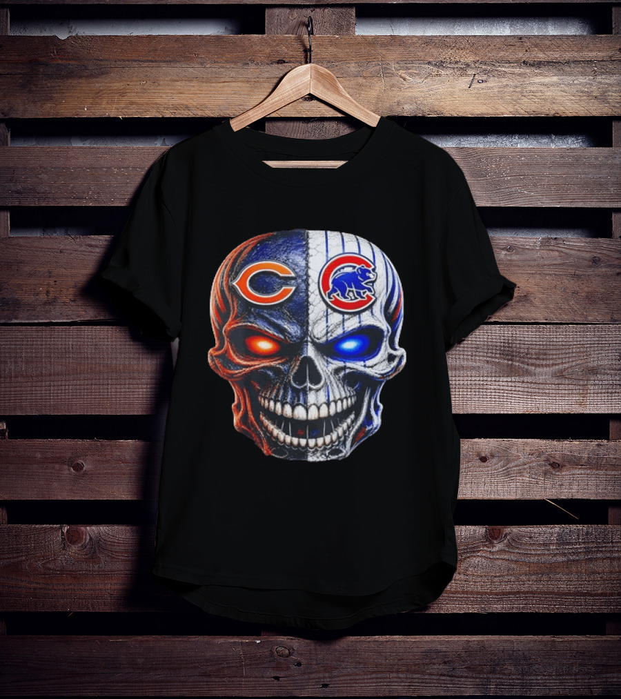 Chicago Bears Cubs Skull Split T-Shirt