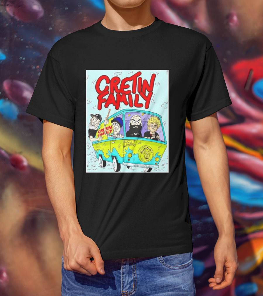 Cretin Family Punk Ramones Gabba Gabba Hey Van Cartoon T-Shirt