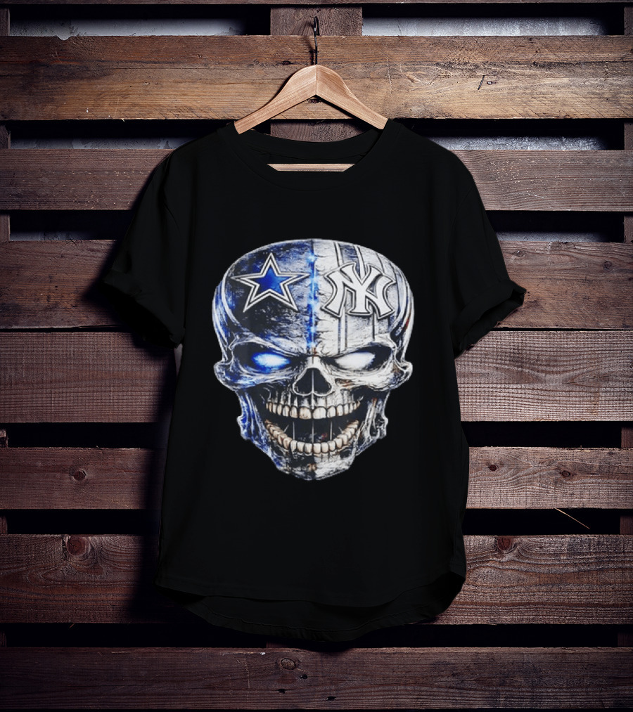 Dallas Cowboys Star New York Yankees Skull T-Shirt