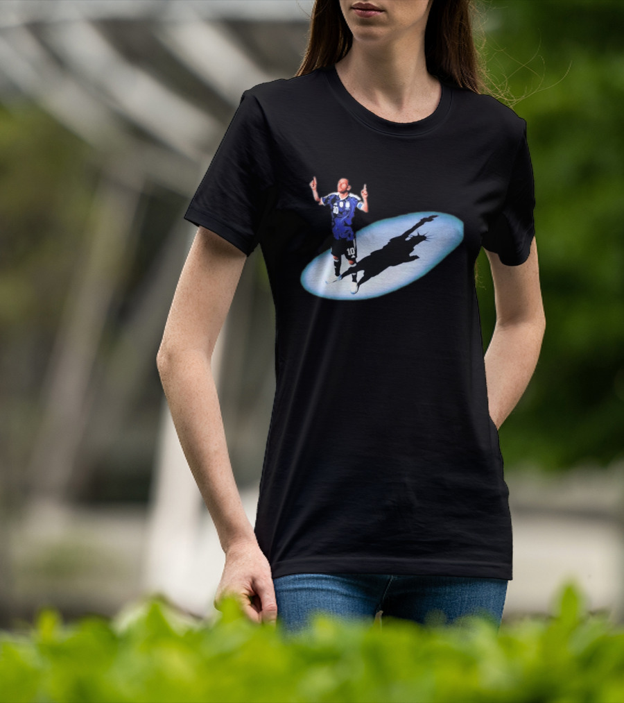 Lionel Messi Iconic Argentina Celebration With Liberty Shadow T-Shirt