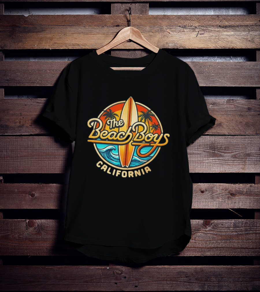 The Beach Boys California Surfboard Palm Trees Ocean Wave T-Shirt