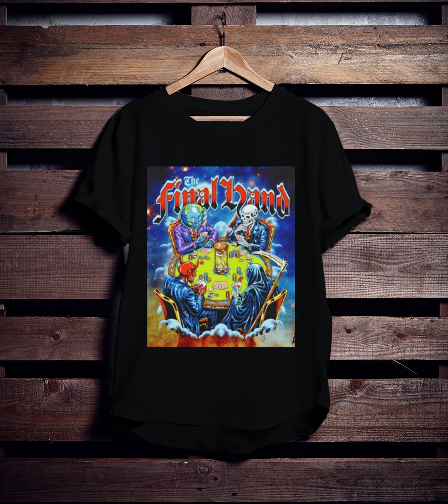 The Final Hand Poker Game Skeleton Grim Reaper Skull Players Atmosphere T-Shirt