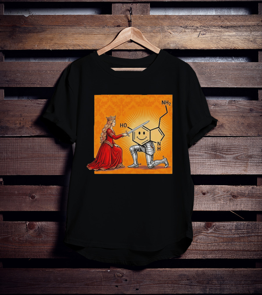 Sir Otonin Serotonin Molecule Knight Queen Chemistry T-Shirt