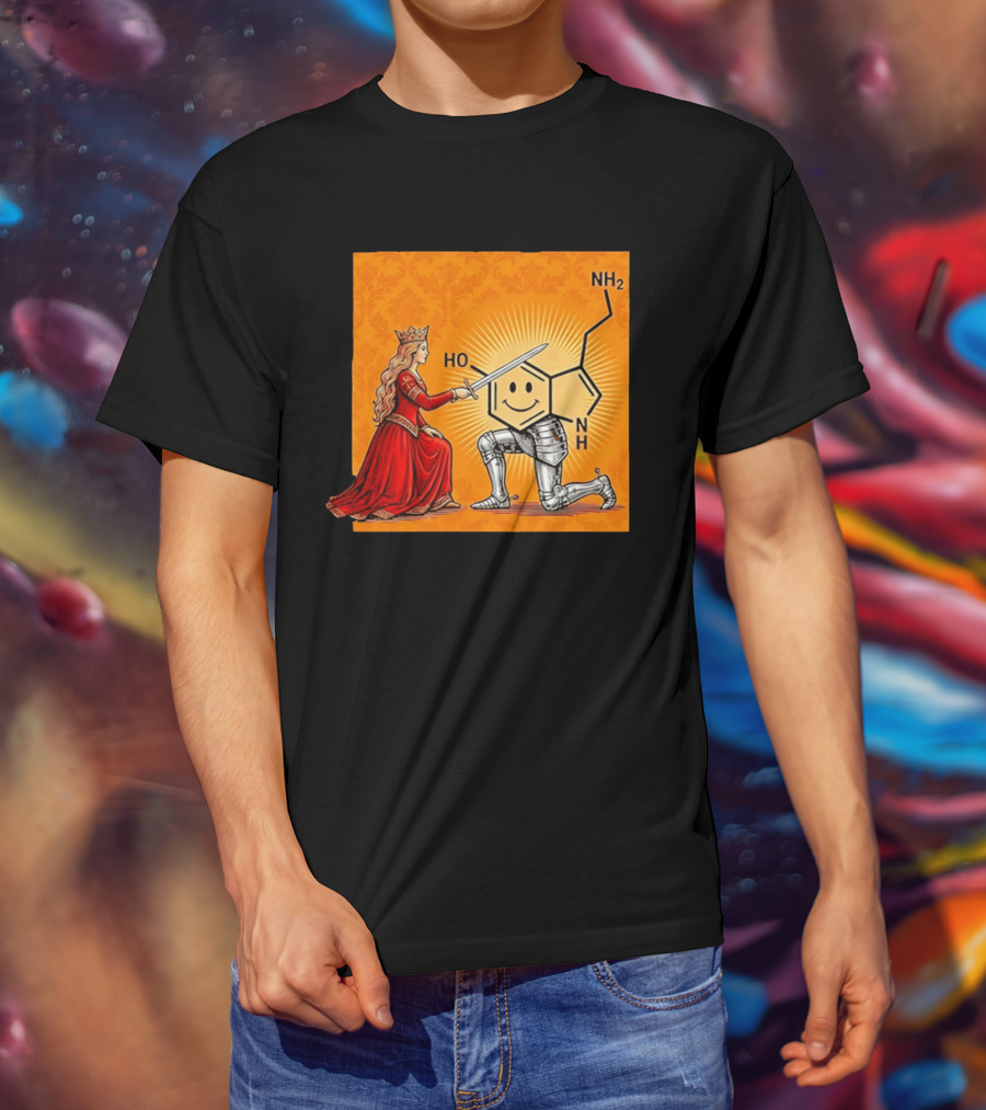 Sir Otonin Serotonin Molecule Knight Queen Chemistry T-Shirt