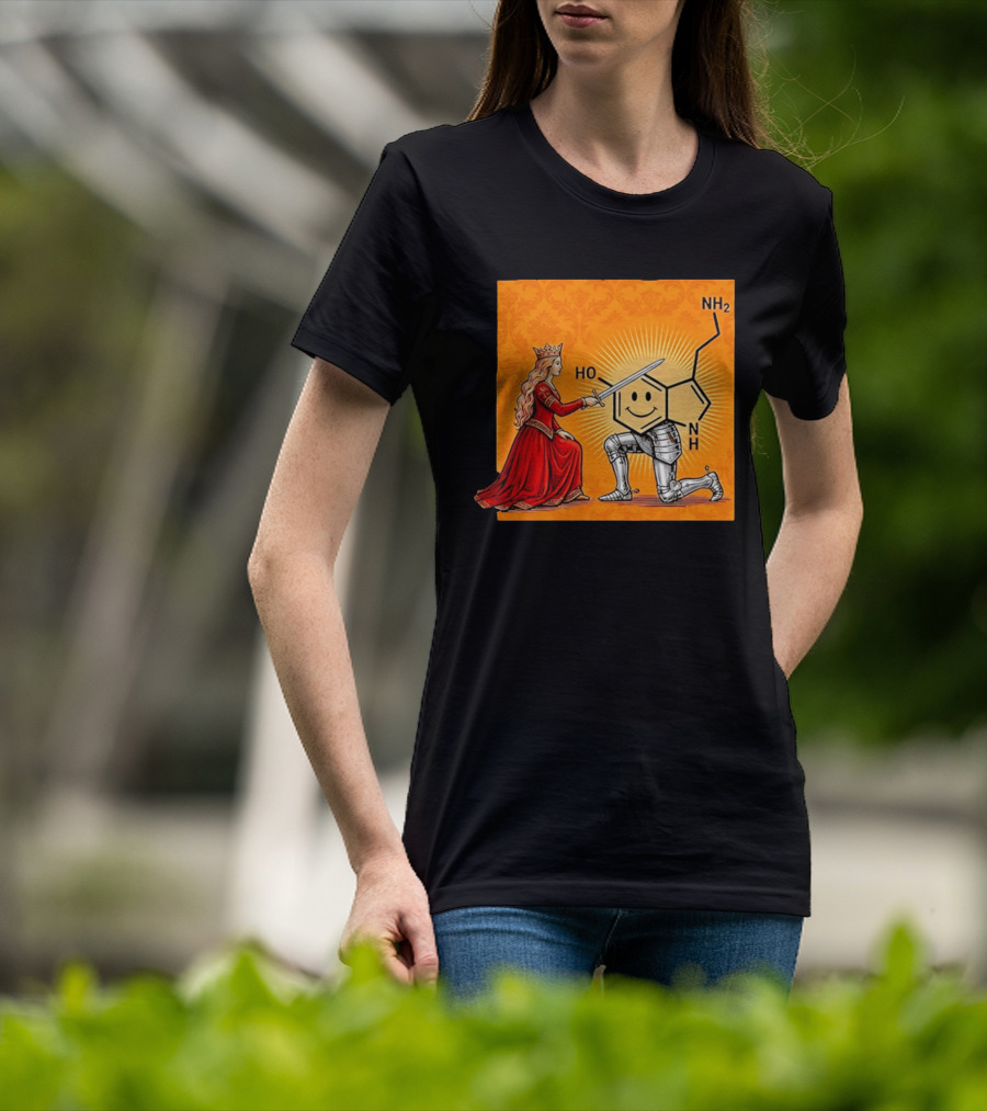 Sir Otonin Serotonin Molecule Knight Queen Chemistry T-Shirt