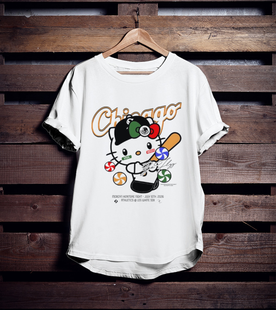 Hello Kitty Chicago White Sox Mexican Heritage Night July 10 2026 Athletics Los White Sox T-Shirt