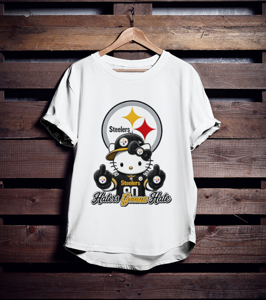 Hello Kitty Steelers Middle Finger Haters Gonna Hate T-Shirt