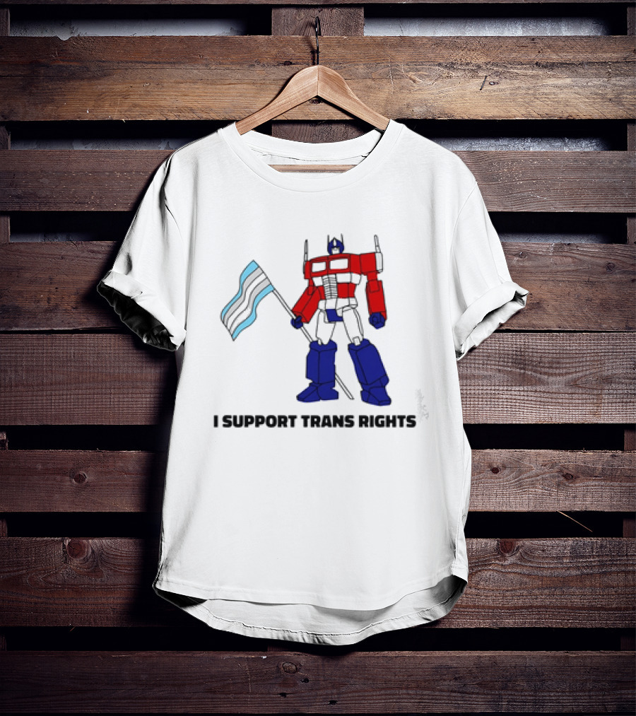 I Support Trans Rights Robot With Flag T-Shirt
