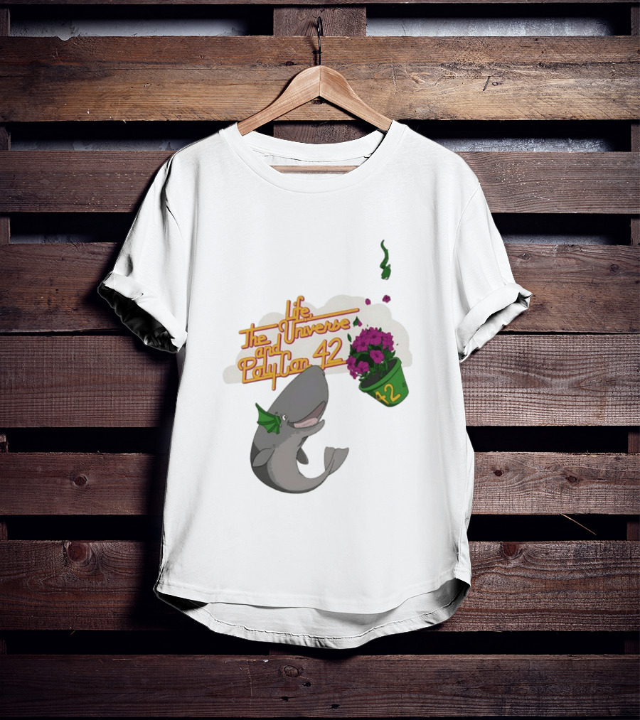 Life The Universe And Poly Con 42 Whale And Flowerpot T-Shirt