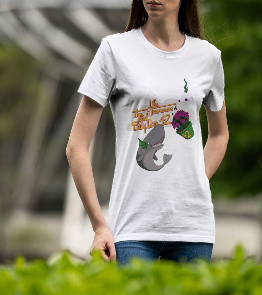 Life The Universe And Poly Con 42 Whale And Flowerpot T-Shirt
