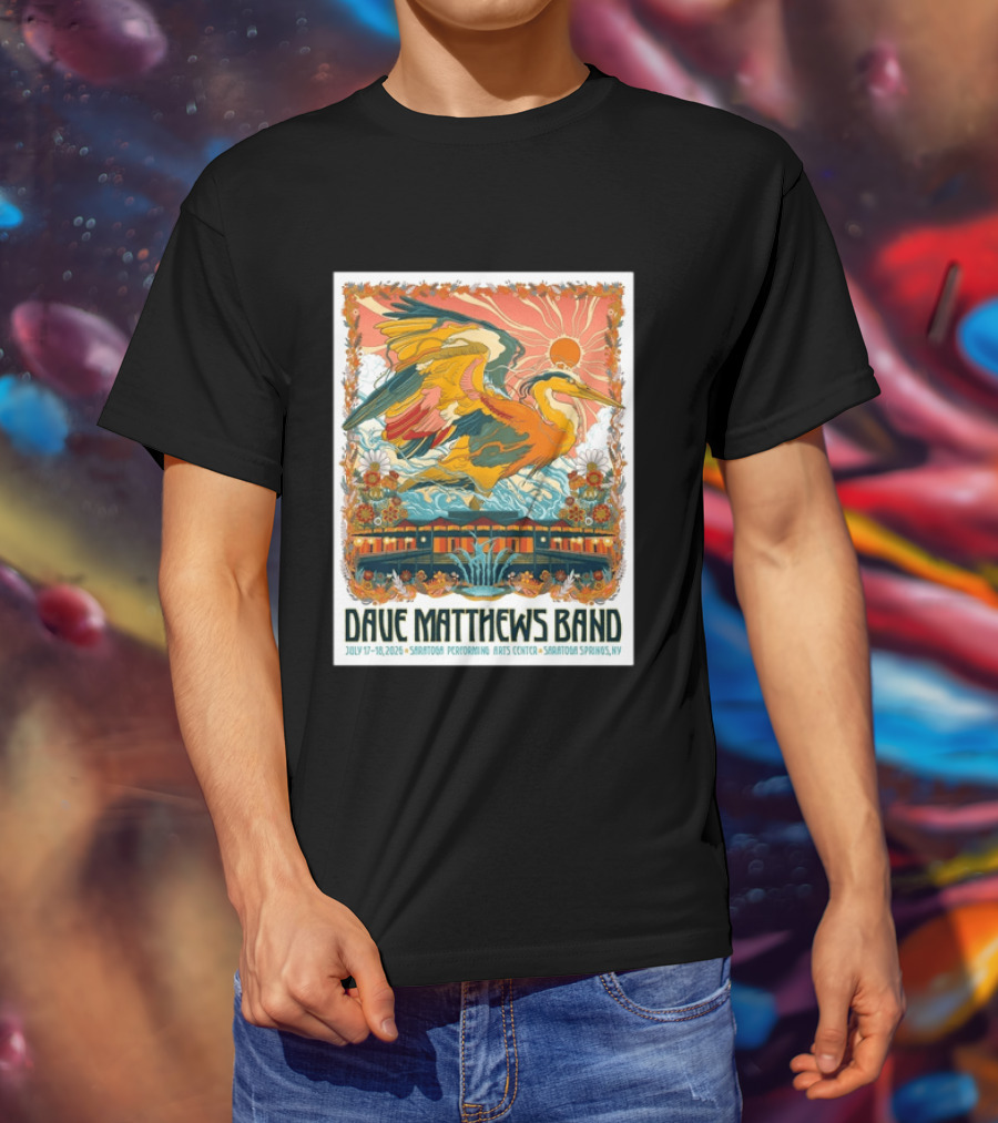 Dave Matthews Band July 17 18 2026 Saratoga Performing Arts Center Heron Art Saratoga Springs NY T-Shirt