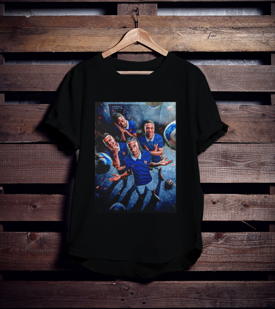 France National Team Players Collage Blue Jerseys Football Stars T-Shirt