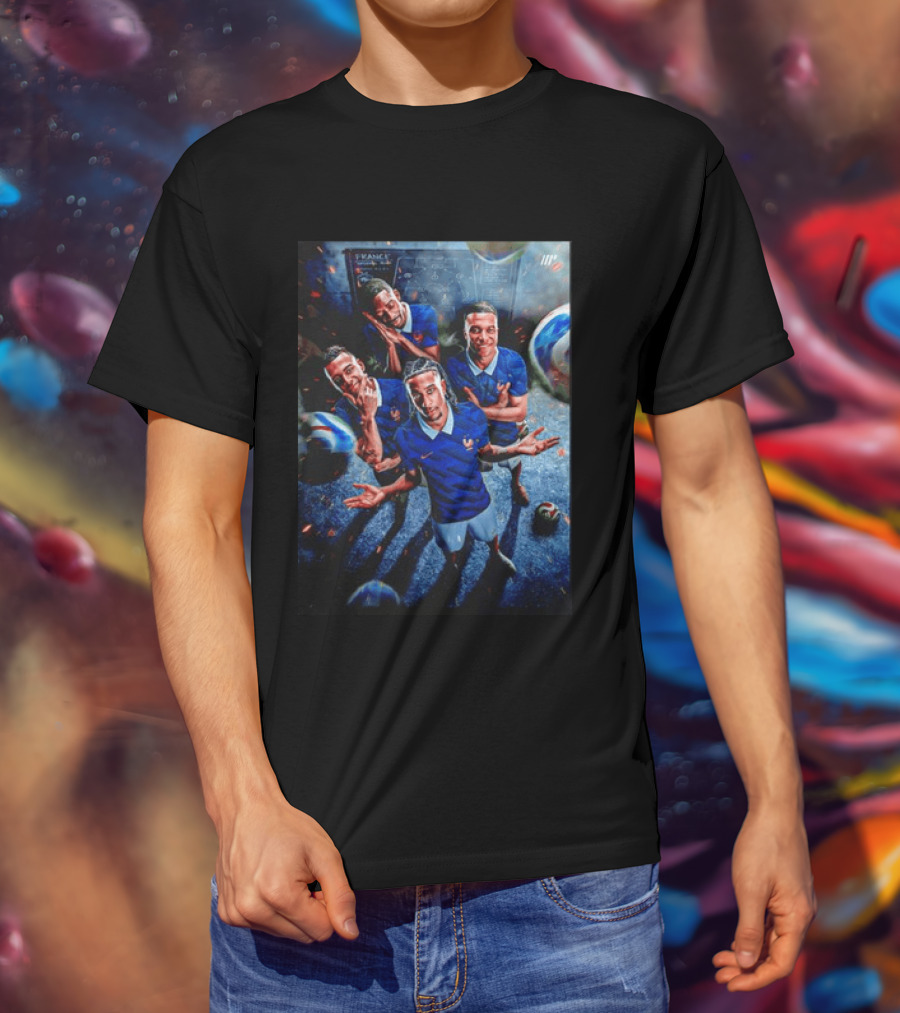 France National Team Players Collage Blue Jerseys Football Stars T-Shirt