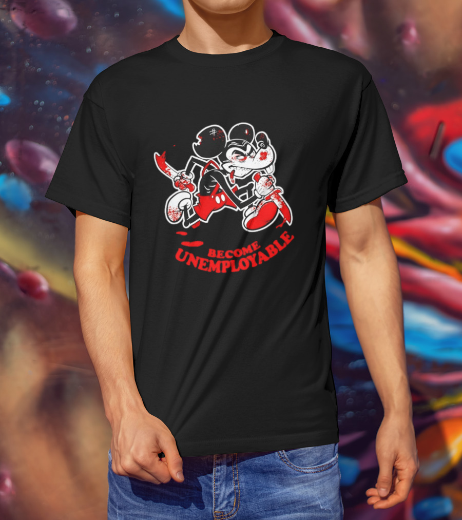Horror Micket Become Unemployable Vintage Cartoon T-Shirt