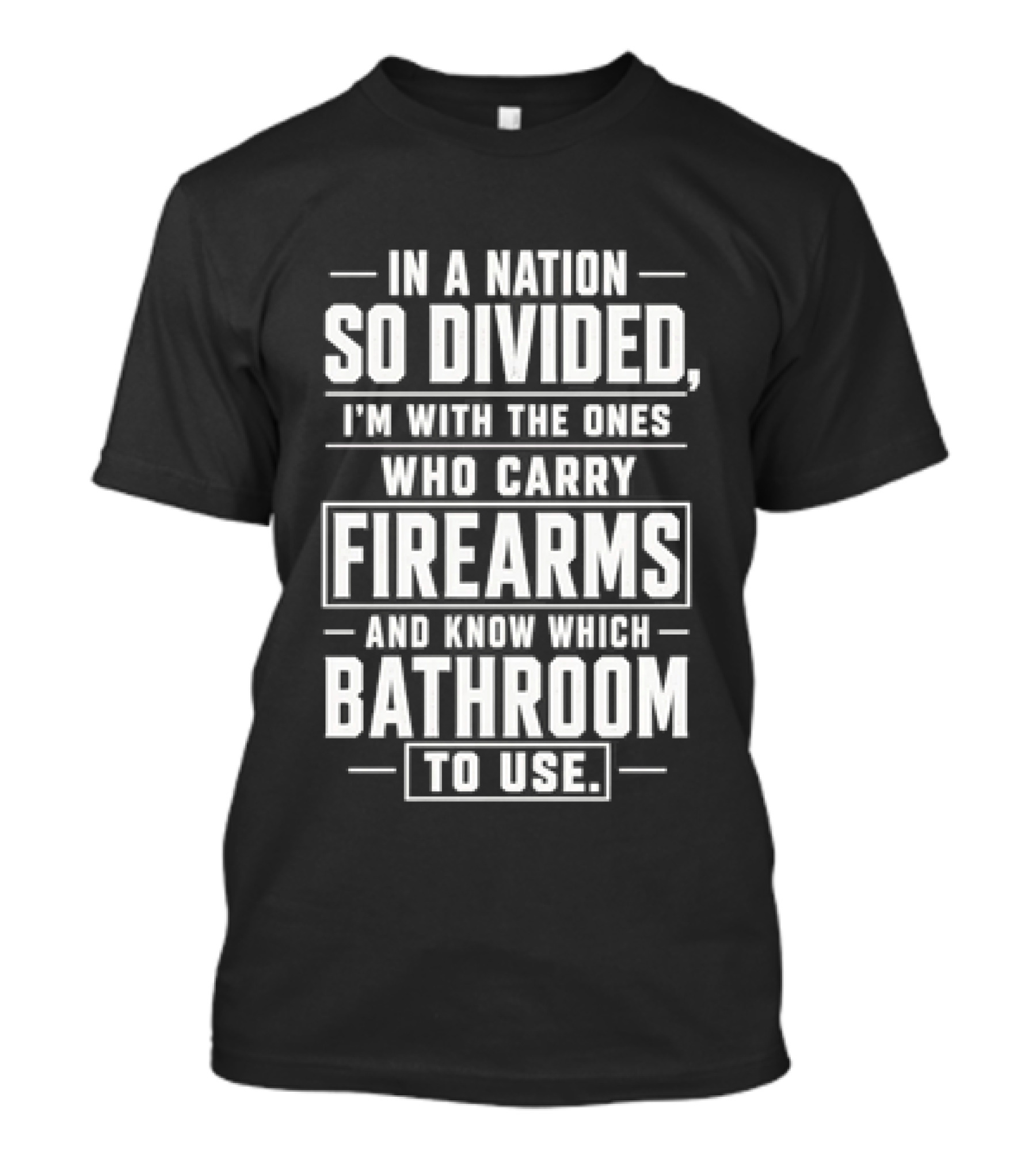 In A Nation So Divided I'm With The Ones Who Carry Firearms And Know Which Bathroom To Use T-Shirt