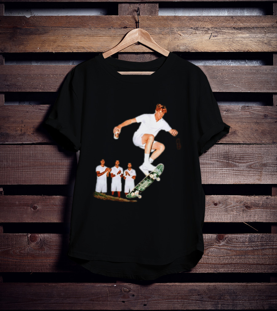 Jannik Sinner Skateboarding Wimbledon Men's Singles Italy 2026 Tennis Champion Jump T-Shirt